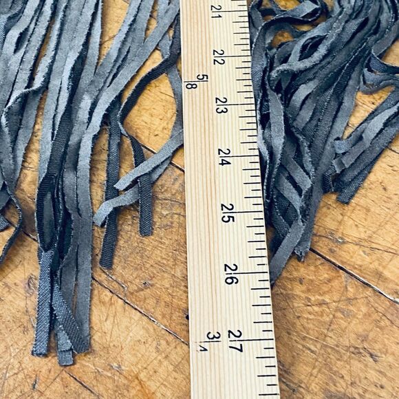 Anthropologie Bishop + Young Skirt Medium Brown Faux Suede Fringe Western Boho - Picture 4 of 7